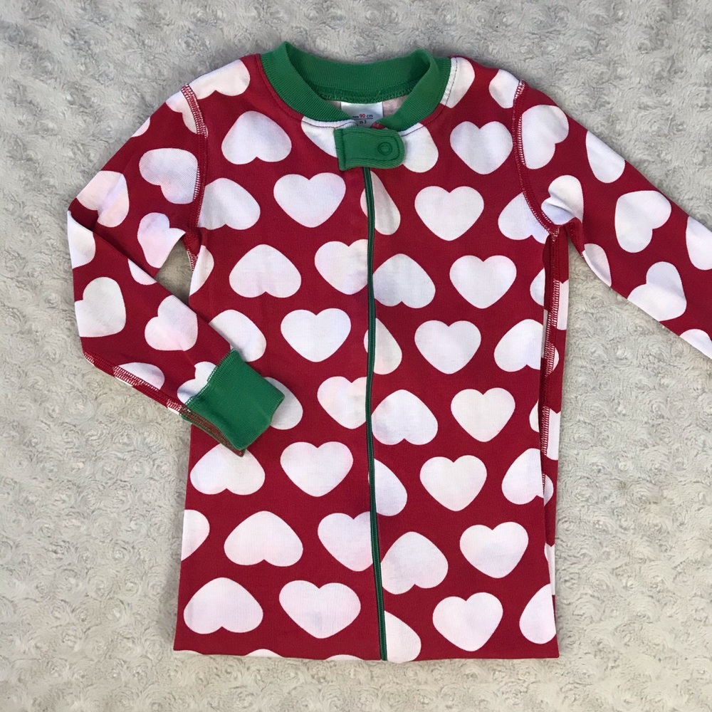 Hanna Andersson Heart Print Sleeper Red Green 3